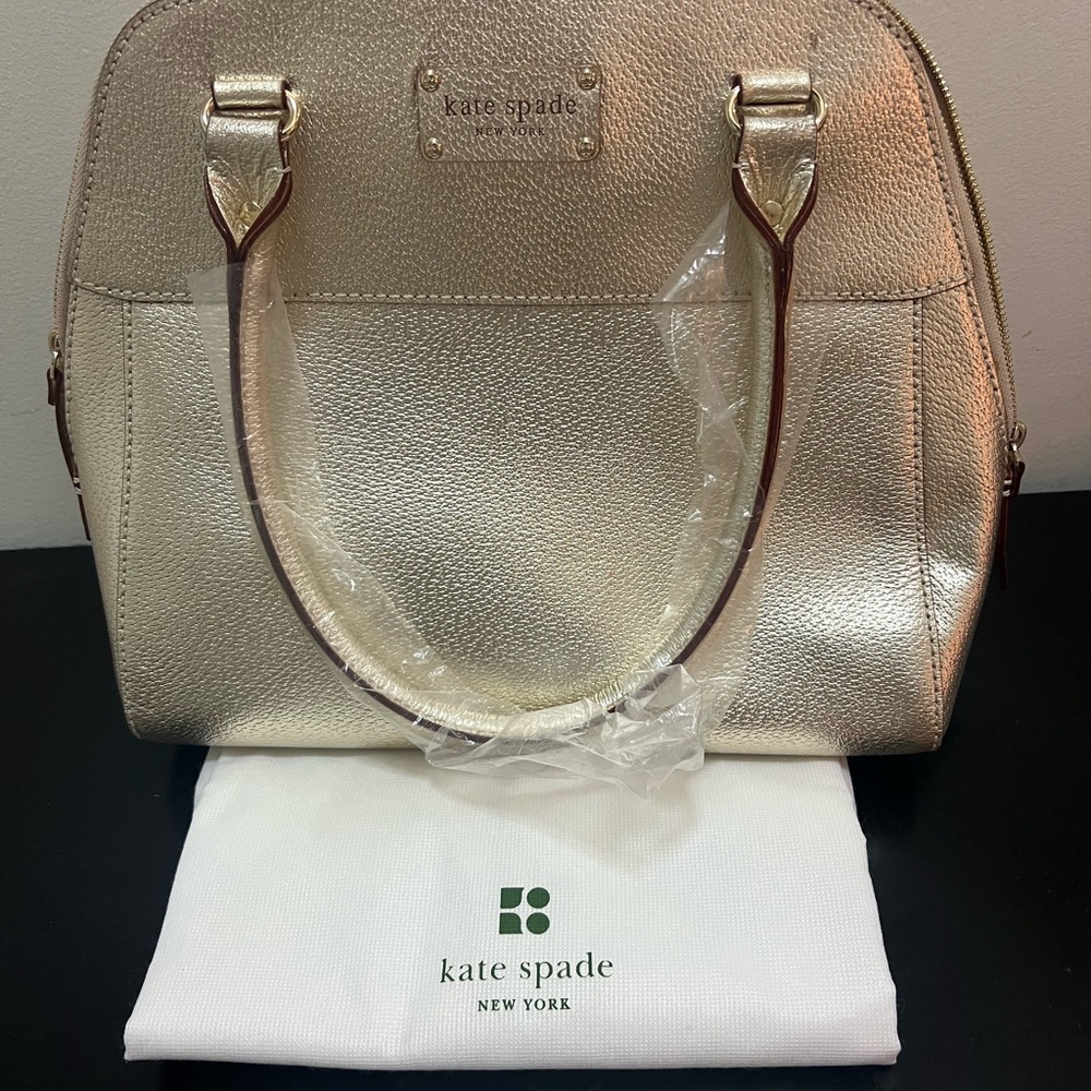 Kate Spade Gold Satchel with Structured Design